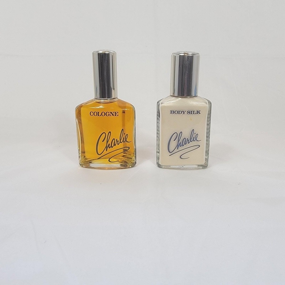 VINTAGE Revlon Charlie Cologne and Body Silk Set Women 2.25oz 2oz Blue Silver